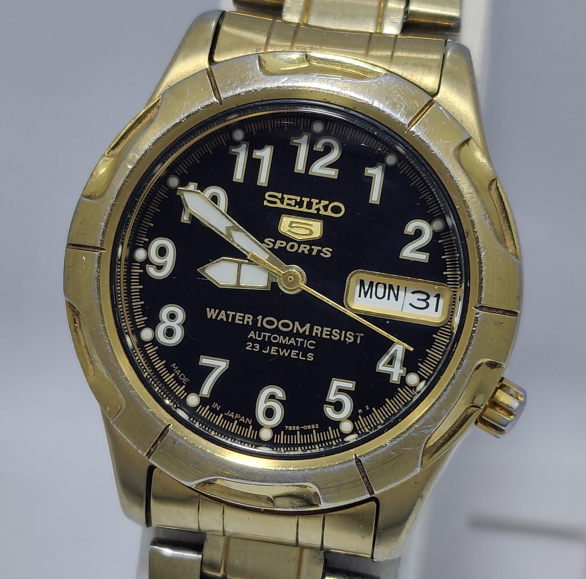 Vintage Seiko 5 Sports 7S36-0240 Automatic Day/Date Men's Watch | eBay
