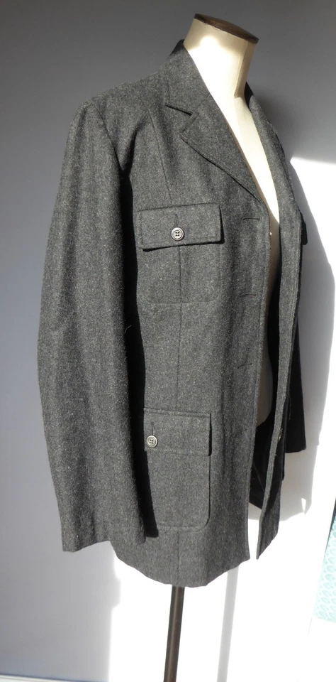 BENSIMON veste façon saharienne 65 % Laine GRIS T 42 TRES BON ETAT Foto 3 de 4