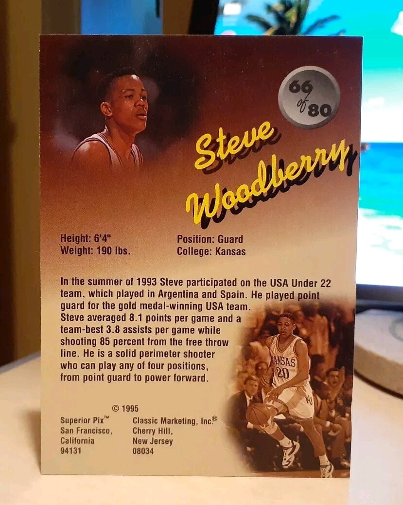 1994-95 STEVE WOODBERRY CLASSIC SUPERIOR PIX #66 ROOKIE KANSAS