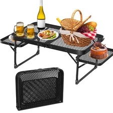 Aluminum Folding Camping Grill Table with Mesh Desktop for Outdoor Picnic Beach