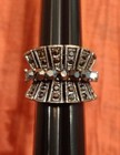 Large Chunky Silver Tone Gunmetal Grey Gray Metallic Black Rhinestonen Ring — photo 1