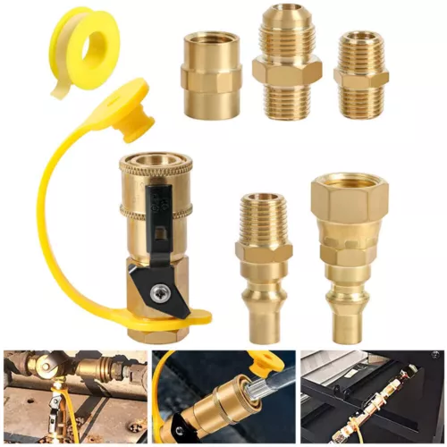 7 x RV Propan Schnellkupplungen Adapter Ventil Kit 3/8” Flare x 1/4” NP USA - Bild 3 von 12