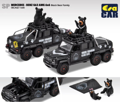 Era Car Mercedes Benz AMG G63 AMG 6x6 Black Bear Family 1:64 Scale