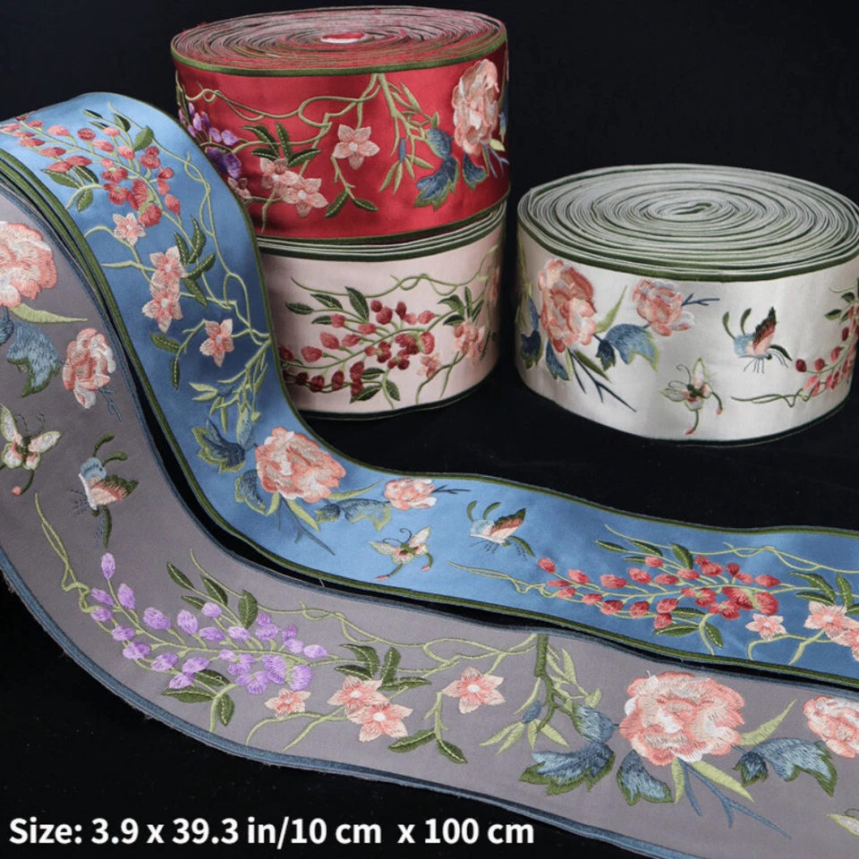 1M DIY Floral Trimmings Embroidery Ribbon Ethnic Trim Edging for Crafts Sewing - Image 2 of 4