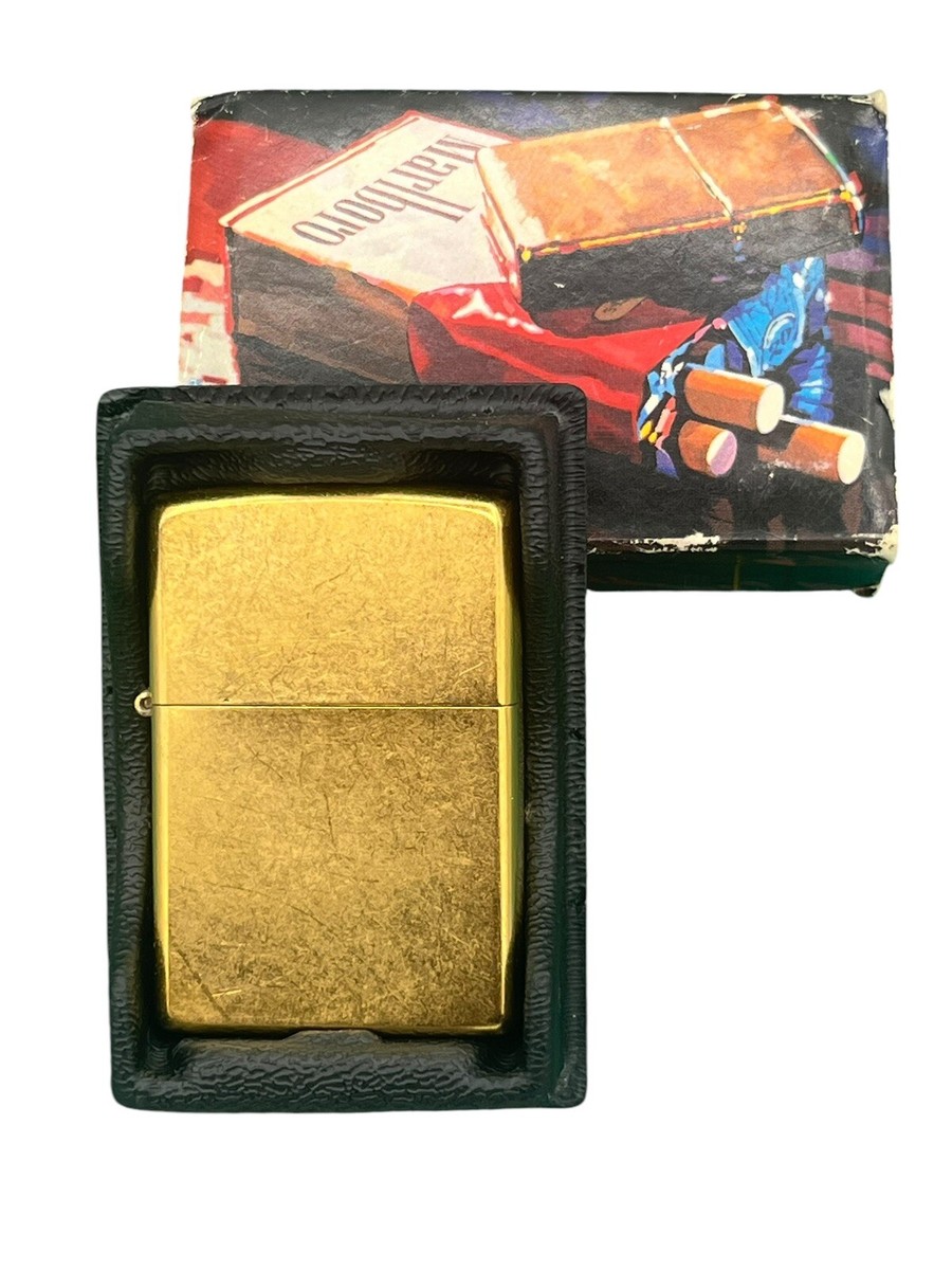 2003 Zippo Lighter D 04 Original Marlboro Box Brass Gold Dust