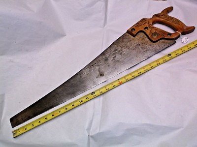 Vintage Warranted Superior, Wheat Handle Hand Saw 26'' Blade with 8 TPI, USA