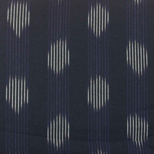 Ikat handgewebter Baumwollstoff Design - weiße Linien auf Indigo