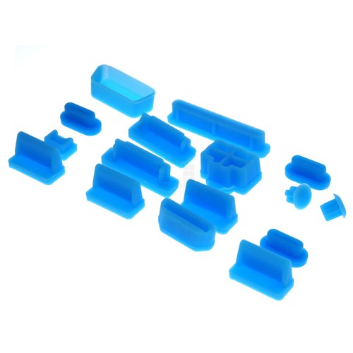 Housses anti-poussière en silicone 16 pièces pour ordinateur portable et appareils mobiles, bleu, USB - Photo 7 sur 19