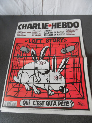 Rzadki Charlie Hebdo 2 maja 2001 nr 463" Loft Story " Cover Riss - Zdjęcie 1 z 2