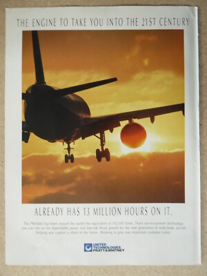 5/1995 PUB PRATT & WHITNEY PW4000 FLUGZEUG MOTOR AIRLINER 13 MILLIONEN STUNDEN ANZEIGE