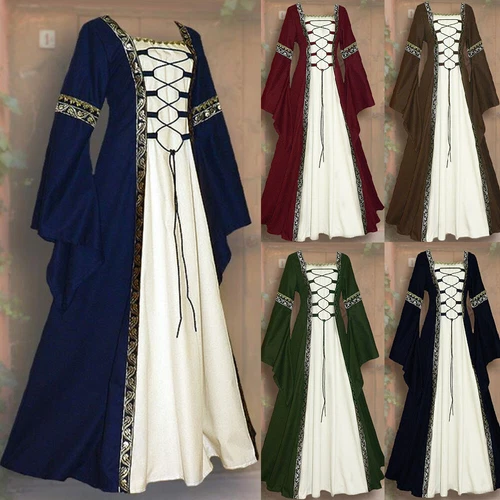 Medieval Renaissance Dress Women's Retro Halloween Gothic Costume Party Dress - Imagen 2 de 43