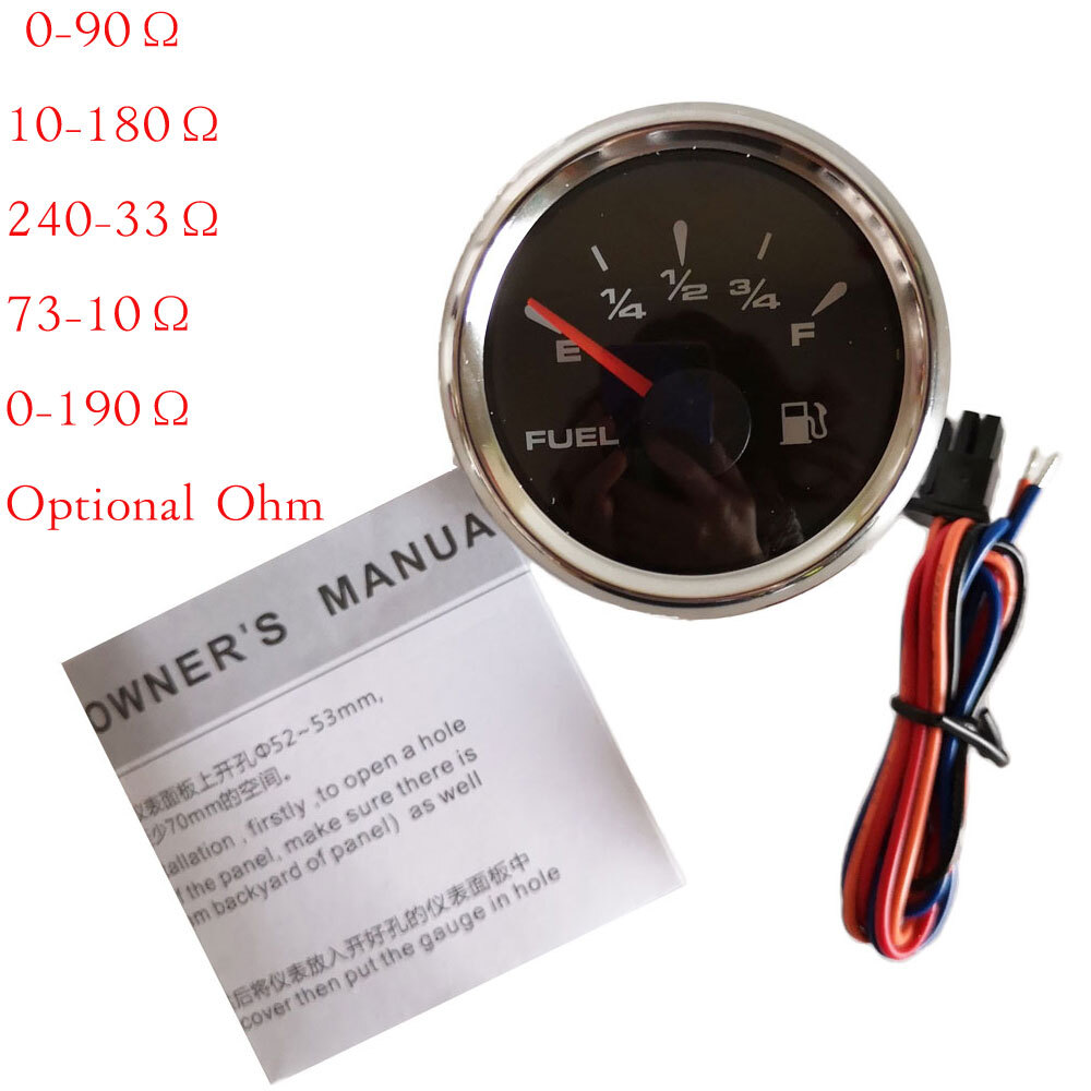 Strumento Indicatore Livello Carburante 52mm 73-10 Ohm – Retroilluminazione Rossa – Per Auto, Barca, ATV - Foto 4