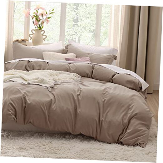 Khaki Queen Size Duvet Cover 90x90 Inches No Comforter Included-image