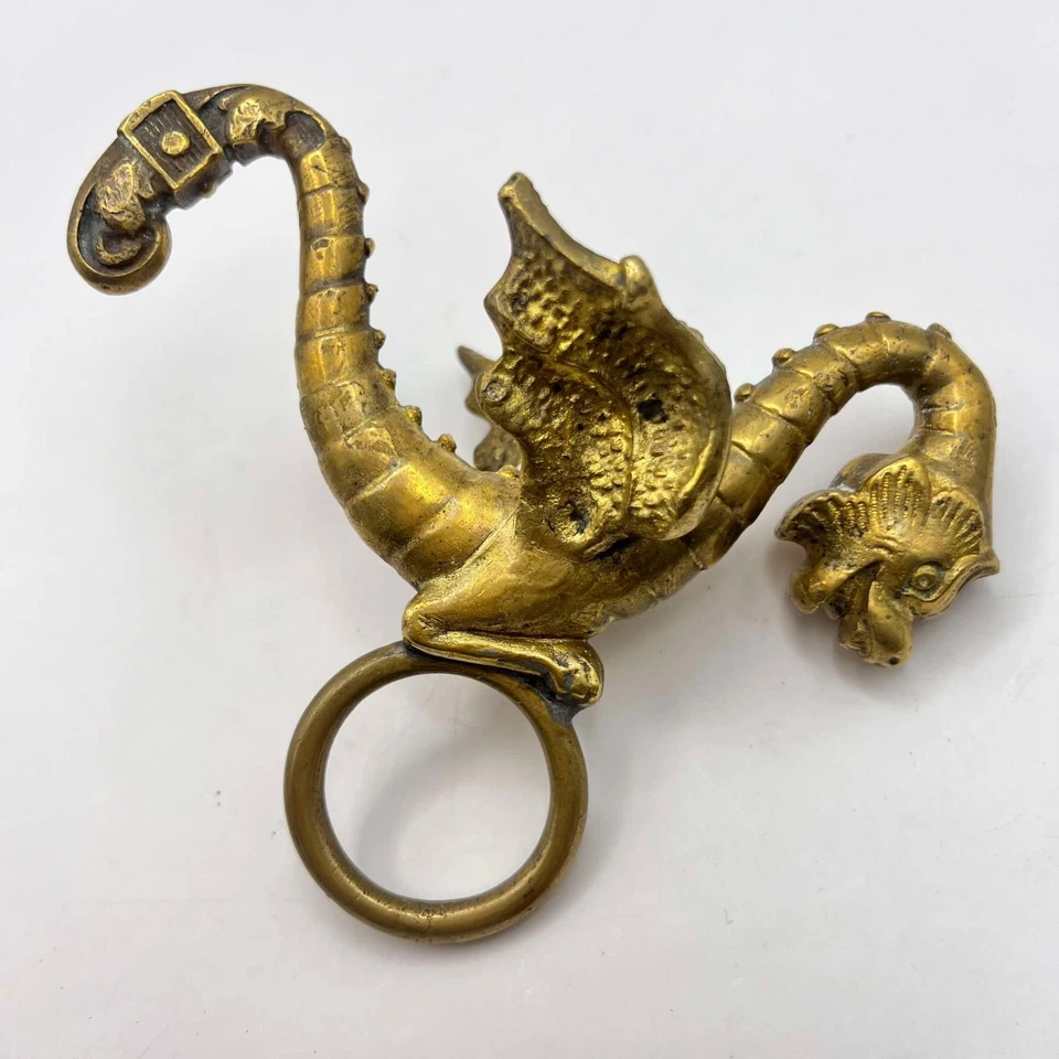 Antique Massive Bronze Furniture Element Wall Hanger Holder Gryphon Collectible - Image 2 of 4