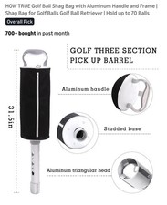 Golf Ball Shag Bag with Aluminum Handle and Frame  Shag Bag for Golf Balls G...