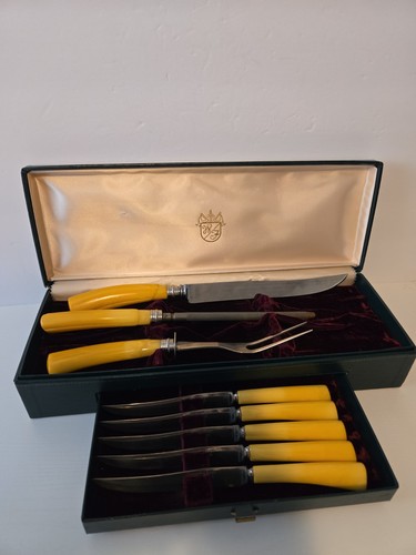 Washington Forge Bakelite  Carving Steak Knife Set In Box Sheffield England 