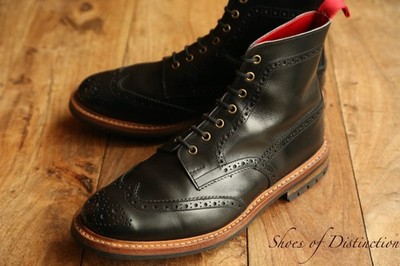Trickers schwarz Leder Derby Brogue Stiefel Herren UK 10 F US 11 NEU