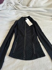 LULULEMON DEFINE JACKET NULU FLOCKED POLKA DOT FLOCK BLACK Sz 8 NEW FAST SHIP