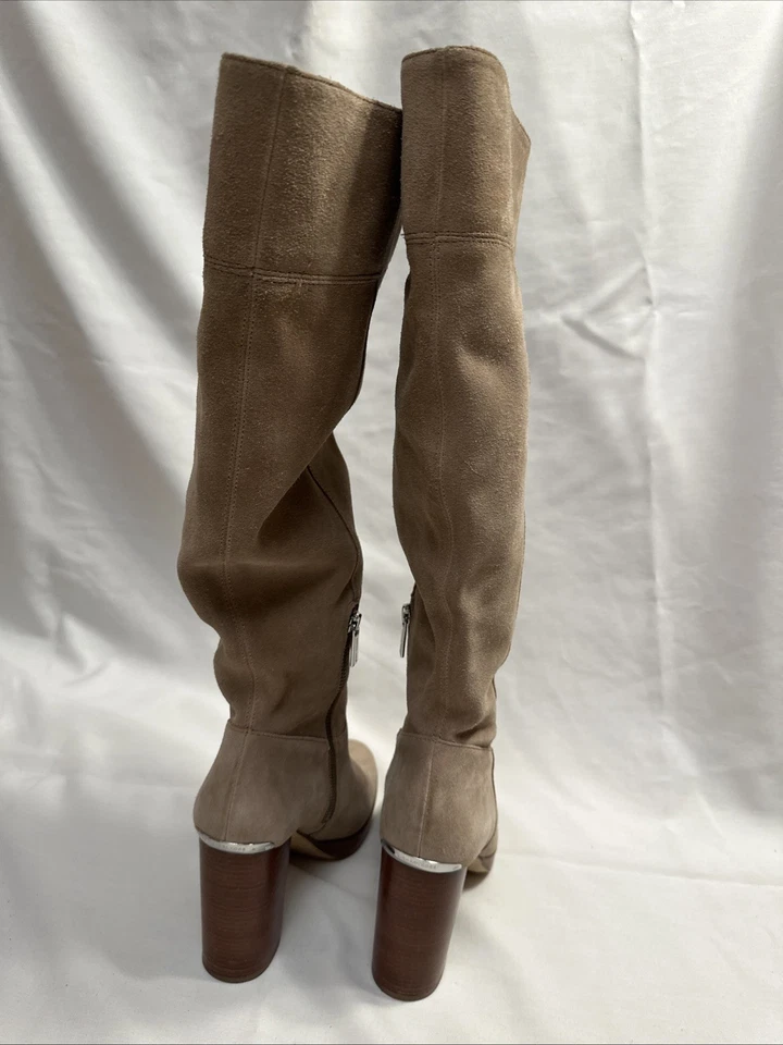 NEW MICHAEL KORS LEIGH TALL LEATHER SLOUCH BOOT WOMEN'S 7M Sand SUEDE MSRP $275 - Image 4 of 4