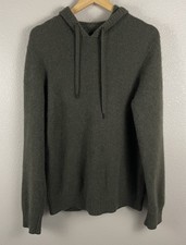 Naadam Mens Size L 100 Cashmere Green Hooded Pullover Sweater