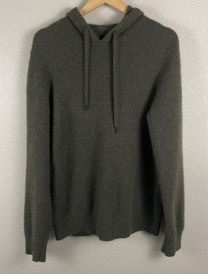 Naadam Mens Size L 100% Cashmere Green Hooded Pullover Sweater