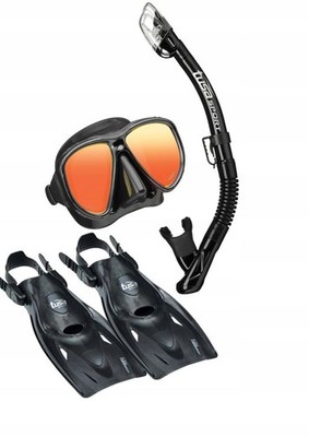 Powerview Mirror Maske + Schnorchel + Flossen UF21 Gr 36-42 Schwarz