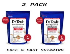 ( 2 PACK) Dr Teal's Pure Epsom Salt Soak, Therapeutic, Fragrance Free, 6 lbs