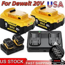 US For DeWalt 20V 20 Volt Max XR 8.0AH Lithium Ion DCB200 Battery/Dual charger