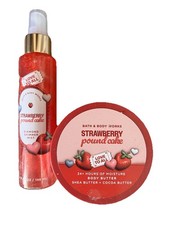 Bath  Body Works Strawberry Pound Cake Diamond Mist  Body Butter Set