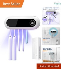 Toothbrush Holder Plastic Wall Mount 5 Slots Timer Bathroom Organization