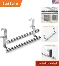Versatile Over-the-Door Towel Rack - 2 Pack in Brushed Stainless Steel, 9" L