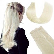 Tape in Hair Extensions Real Human Hair Double Stitched Invisible S... Fast Ship