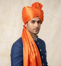 Men Top Hat Indian Pagri Wedding Groom Turban Satin Safa Pag 6 7/8 21.5" Small