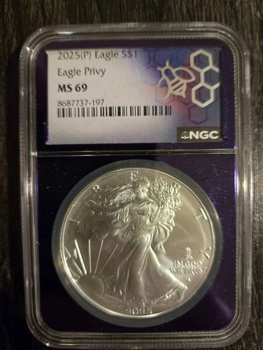 2025(P) American Silver Eagle with Eagle Privy NGC MS69