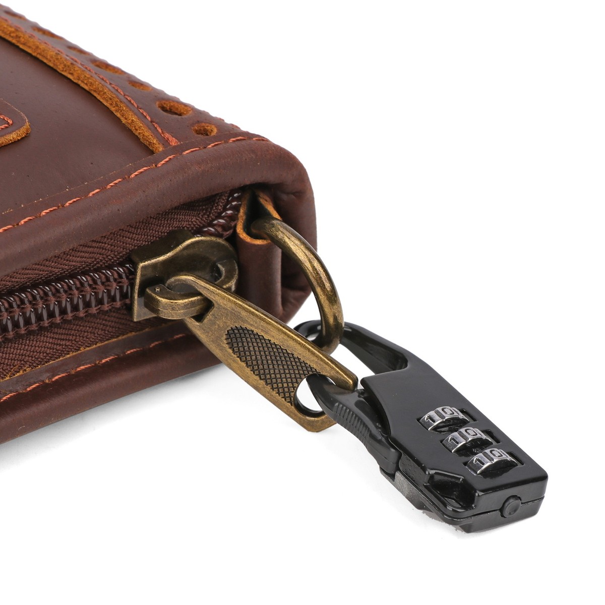 TOURBON Buffalo Leather Revolver Case Soft Padded Handgun Zip Bag