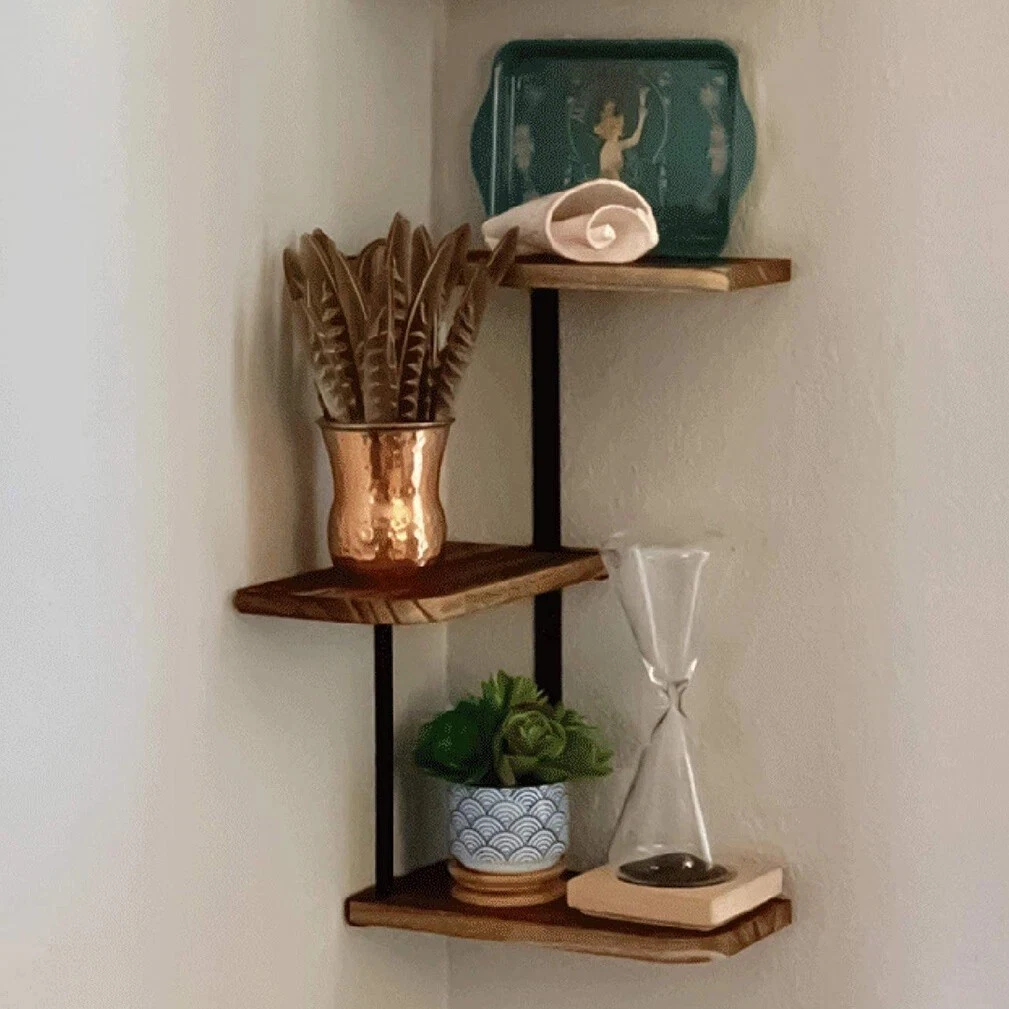 Black Boho Corner Wall Shelf 2 Tier Floating Shelves Rope 2-Tier Black  Corner Shelf - Hand Woven Cotton Rope Wall Shelf For Plants And Decor  Macrame Shelf