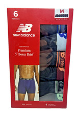 NEW BALANCE Mens M 32-34 Performance Premium 5" Boxer Brief Black 6 Pairs