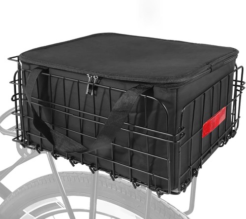 Folding Rear Bike Basket Steel Baskets Quickly Release Rack Cargo Basket with Re - Picture 1 of 5