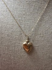 14k Yellow Gold Puffy Heart Charm/pendant and 16 in 14k gold chain Necklace