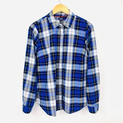 Izod Men's Shirt Medium Blue Plaid Button Down Casual Streetwear Comfort