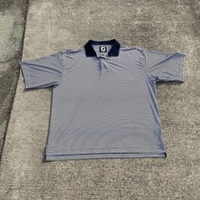 Footjoy FJ Golf Performance Polo Shirt Navy White Striped Men  s Size XL Preppy