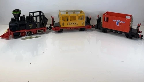 Vintage Geobra Playmobil 3958 Train Car Railroad Track Incomplete G Scale Tested