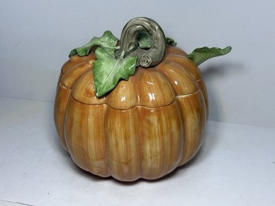 Fitz Floyd Vegetable Garden Pumpkin Tureen 5 Qt 10x9 Inch Nice (rm)