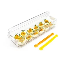 Clear Deviled Egg Tray Carrier with Lid 12 Grids Eggs Holder Case Refrigerato...