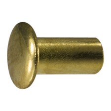 1/8" x 0.21" x 1/4" Brass Plated Steel Oval Head Tubular Rivets 80 pcs. 