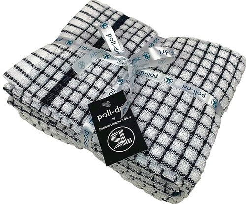 poli-dri New Samuel Lamont Authentic Kitchen Tea Towels (Black, 3 Pack)