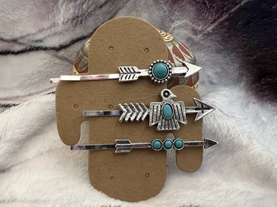 Southwestern Navajo Faux Turquoise Hair Bobby Pins Set  of 3 Cowgirl Western