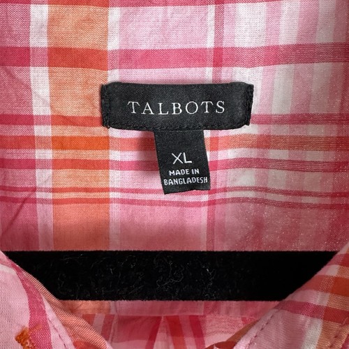 Blusa Talbots Rosa a Cuadros para Mujer XL Manga Larga Con Botones 100% Algodón - Imagen 4 de 7