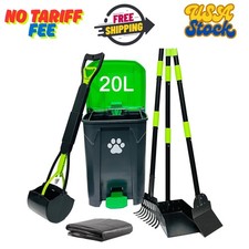 20L Dog Poop Trash Can Outside with Pooper Scooper  50 Waste Bags- Outdoor...