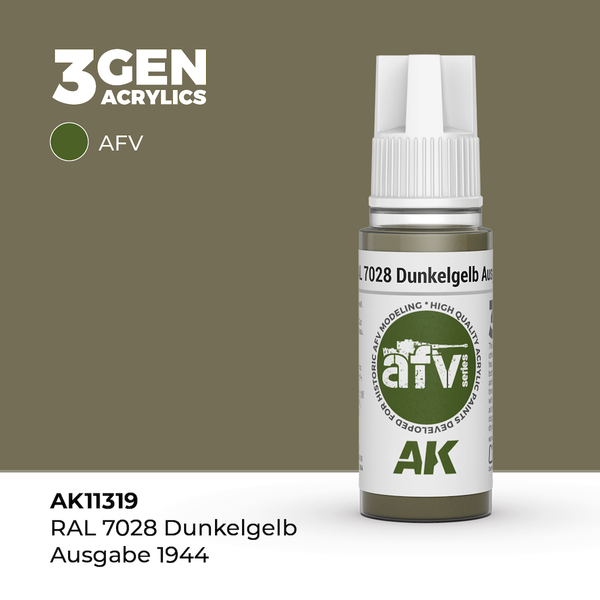 AK Interactive AK11319 3GEN Acrylic - Dunkelgelb Ausgabe 1944 / RAL 7028-image